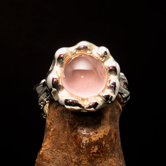 Rose Quartz Ring, Artwork Ring, Sterling Silver Ring, pink Rose