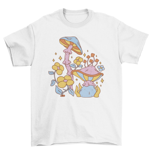 Hippie mushrooms and flowers t-shirt