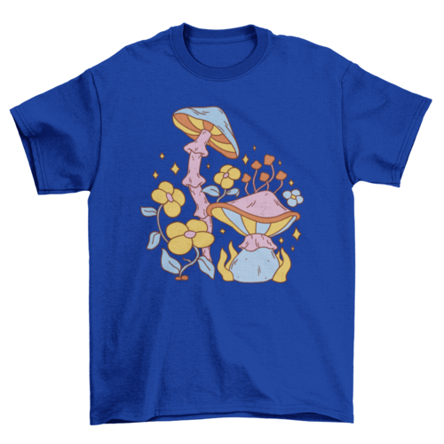 Hippie mushrooms and flowers t-shirt