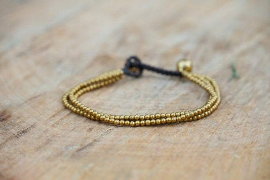 Golden Triple Strand Boho Brass Bracelet, Hippie Bracelet