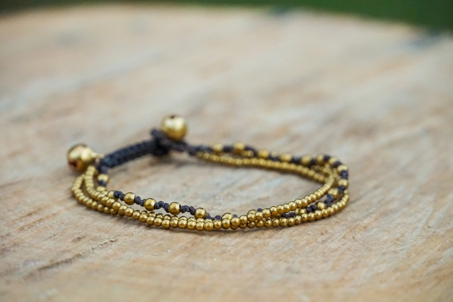 Golden Triple Strand Boho Brass Bracelet, Hippie Bracelet